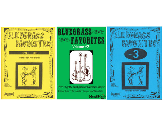 Morrell Bluegrass Favorites Song Book Pack (Vol 1, 2, 3) w/ Chord Charts for Guitar, Banjo, and Mando