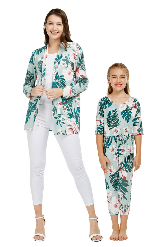Mother Daughter Hikikii Set in Mint Forest Green