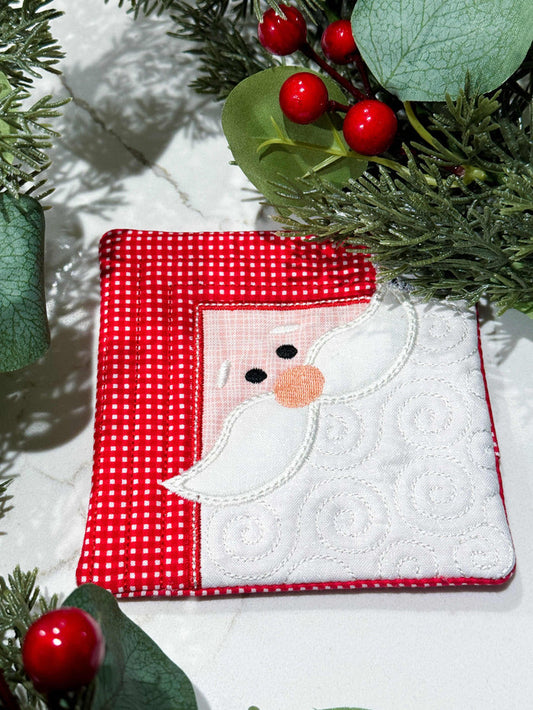 Mr Santa Cozy Coaster (Downloadable Machine Embroidery Pattern)
