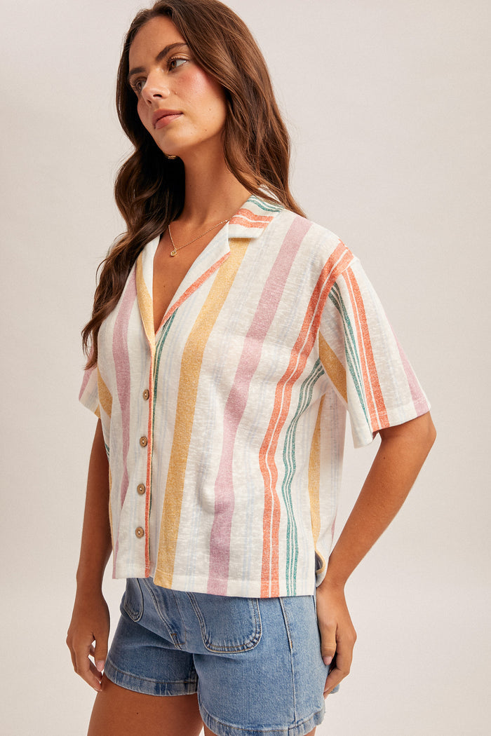 Multi Color Button Down Knit Top FINAL SALE