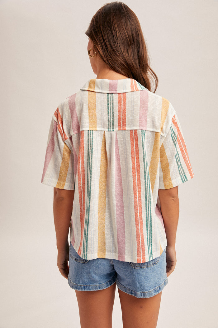 Multi Color Button Down Knit Top FINAL SALE