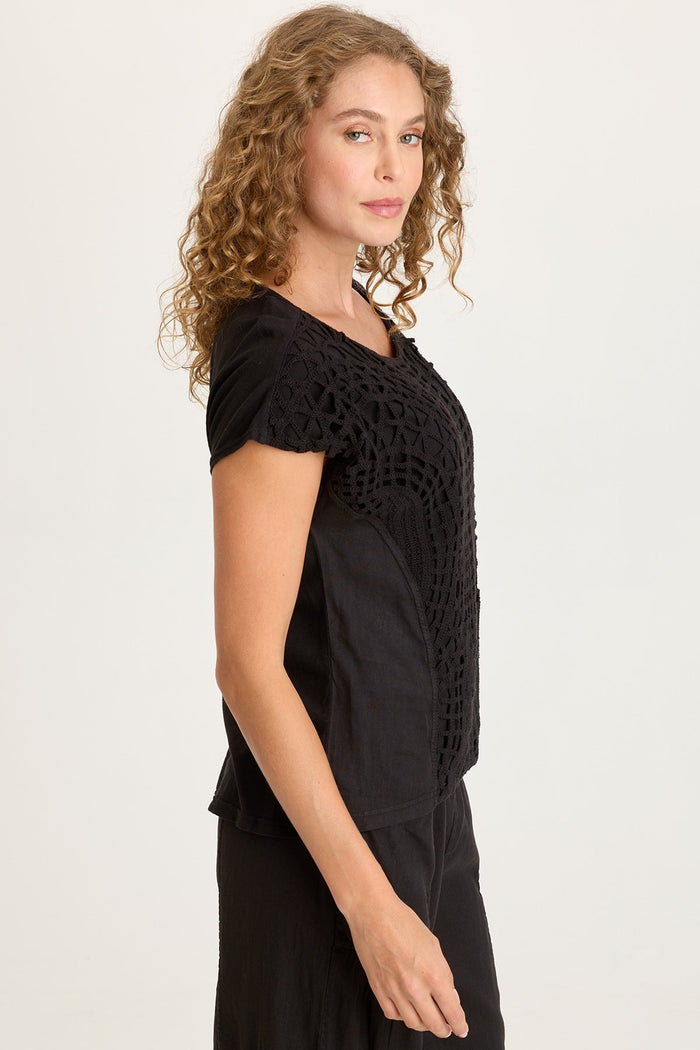XCVI Nashir Crochet/Jersey Top