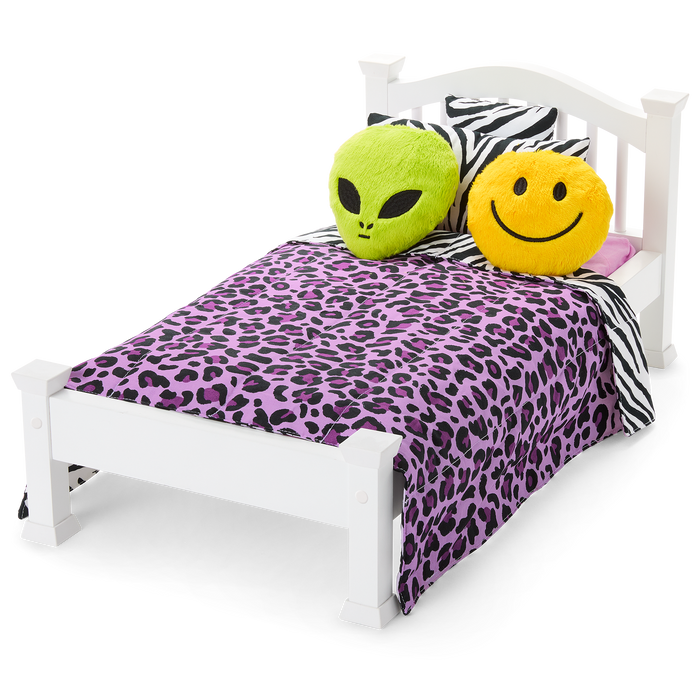 Nicki’s™ Bed & Animal-Print Bedding Set for 18-inch Dolls (Historical Characters)