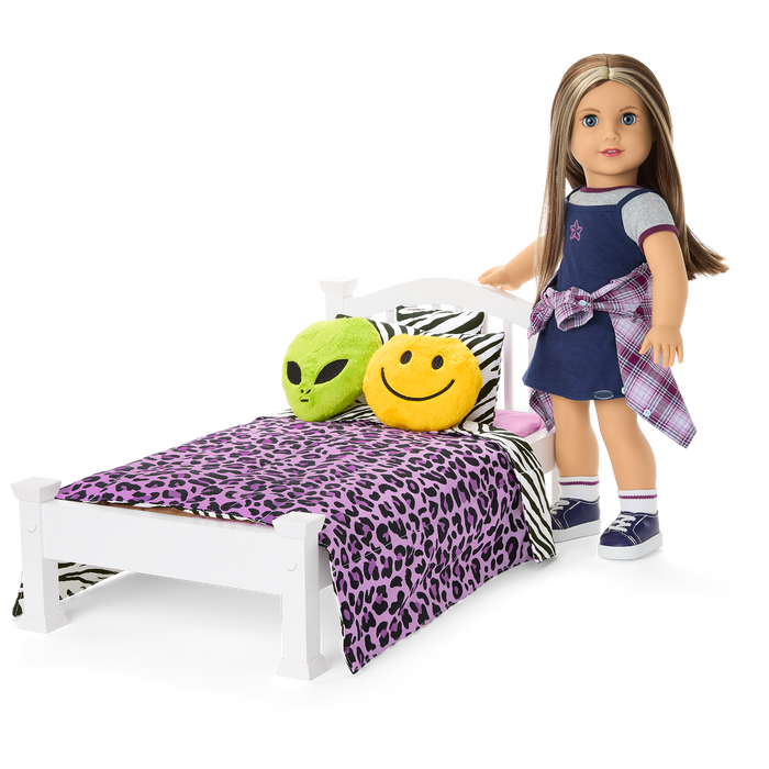 Nicki’s™ Bed & Animal-Print Bedding Set for 18-inch Dolls (Historical Characters)