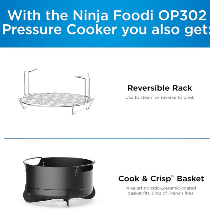 NINJA Ninja OP302 Foodi 9-in-1 Pressure Cooker & Air fryer - Factory serviced with Home Essentials warranty