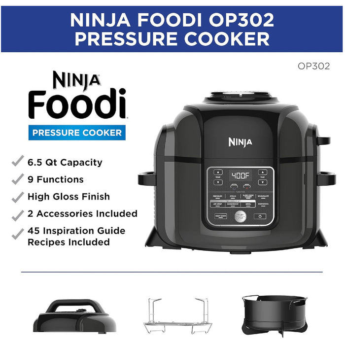 NINJA Ninja OP302 Foodi 9-in-1 Pressure Cooker & Air fryer - Factory serviced with Home Essentials warranty
