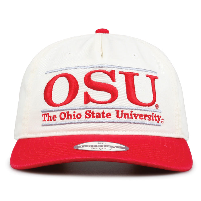 Ohio State Original Bar snapback hat with embroidered school design, front view
