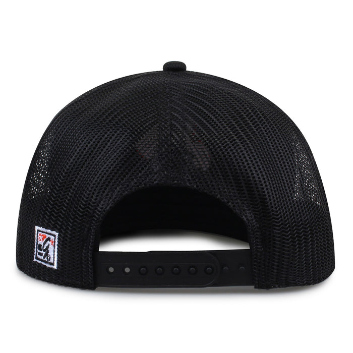 Oklahoma State University Class of '92 trucker hat, rear view of mesh back and adjustable snapback closure