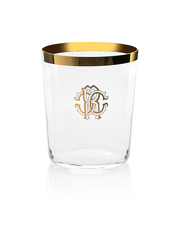 Old Fashion Glass NEW MONOGRAM  Gold diam. 3.5", H 4", cap. 14.75 oz