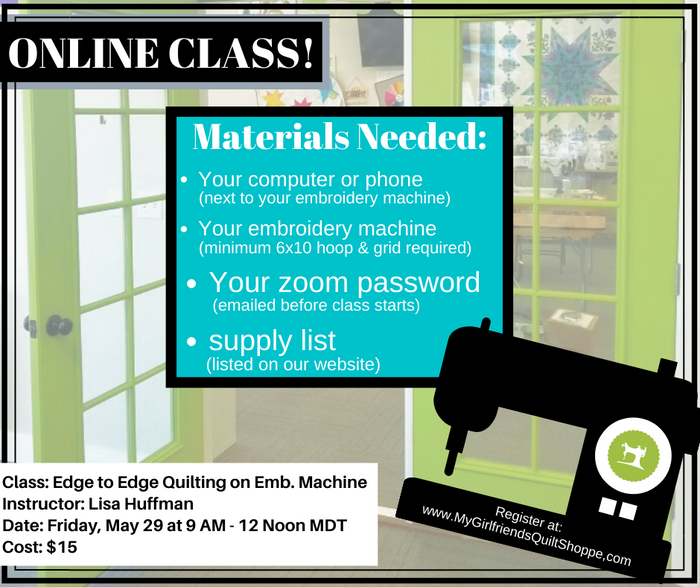 ONLINE CLASS - Edge-to-Edge Quilting on Your Embroidery Machine {REPLAY}