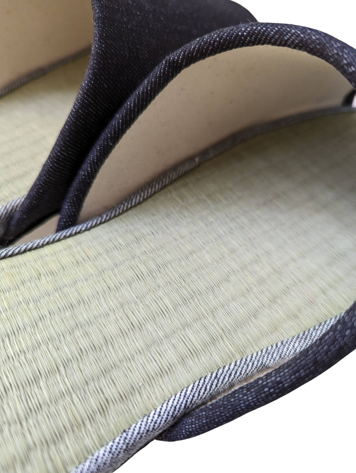 Open-toe TATAMI Denim Slippers A-Type [Black Wool Felt Sole] / Simple [Denim Hiroshima]