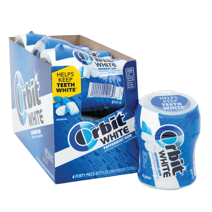 Orbit White Peppermint Sugar Free Soft Chew Gum Bottle - 6 Count