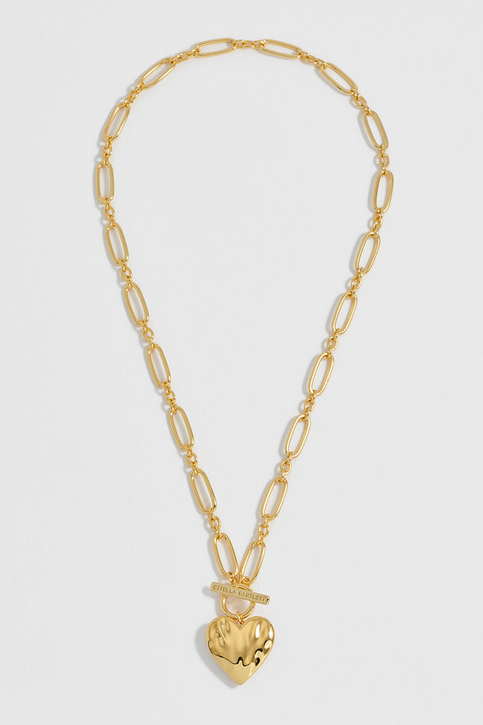 Oversized Molten Heart T-Bar Necklace