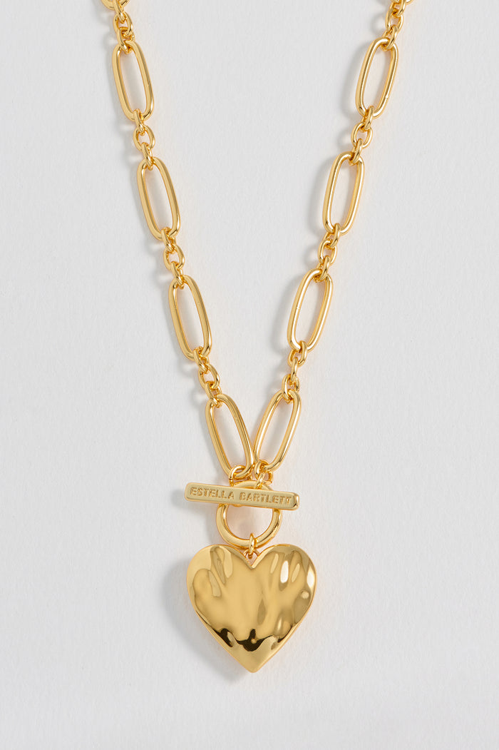 Oversized Molten Heart T-Bar Necklace