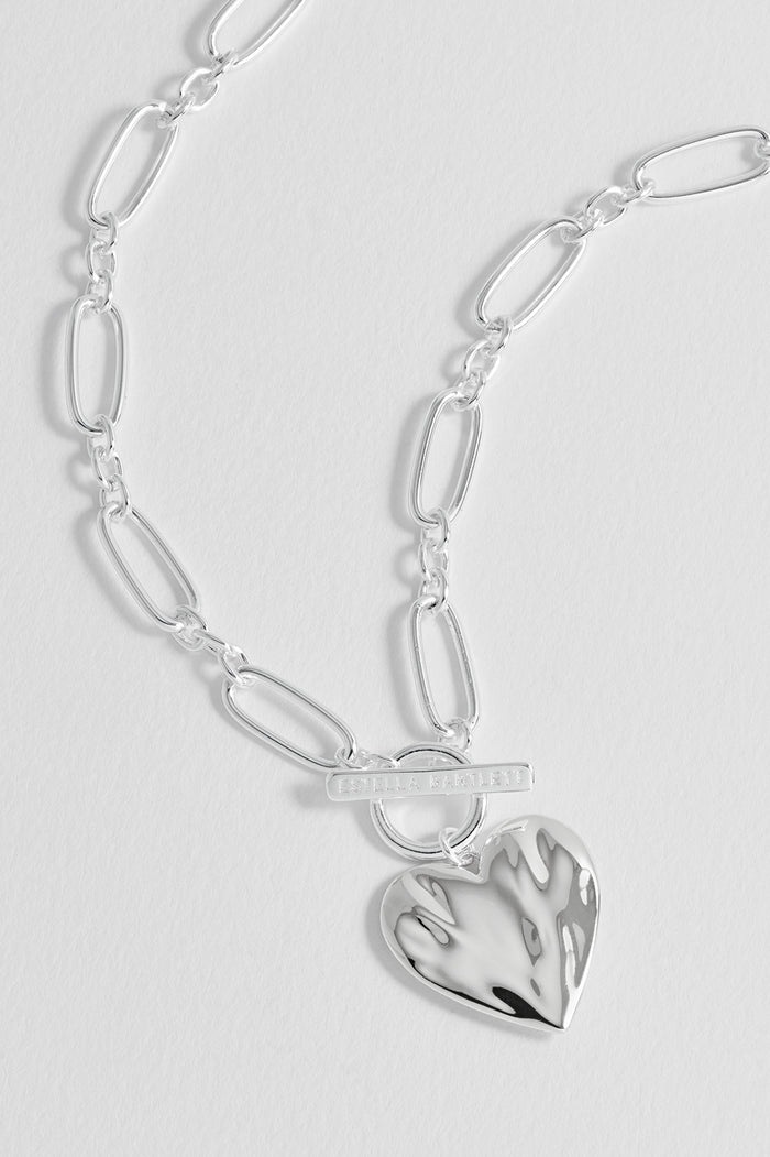 Oversized Molten Heart T-Bar Necklace