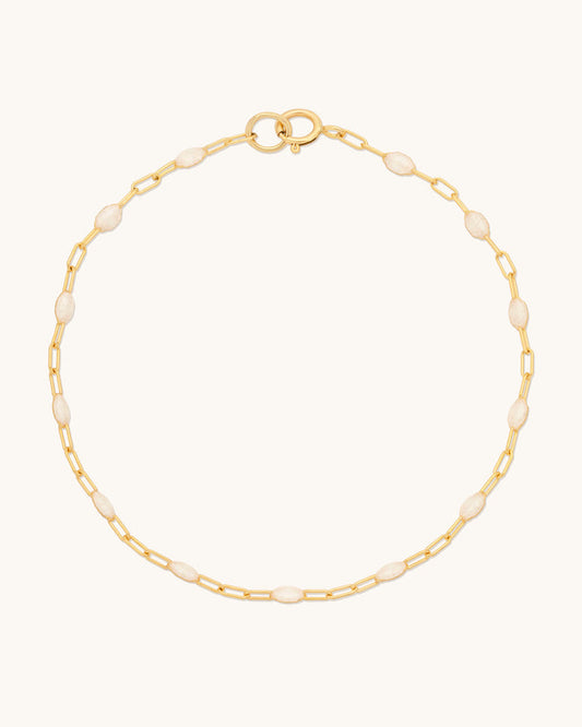 Pearlescent Gem Drop Chain Anklet