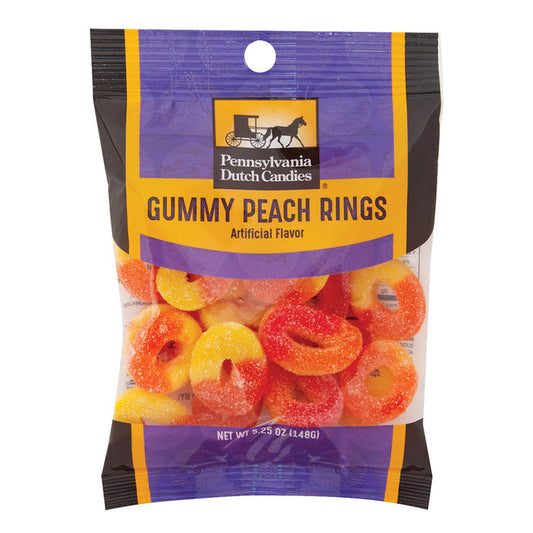 Pennsylvania Dutch Co. Peach Rings Gummy Candy Peg Bag - 12 Count