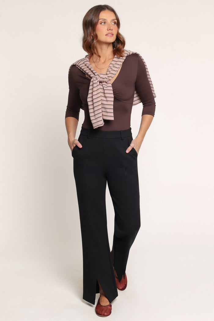 BOTTOMS Perfect Ponte Split Front Flared Pants - Black