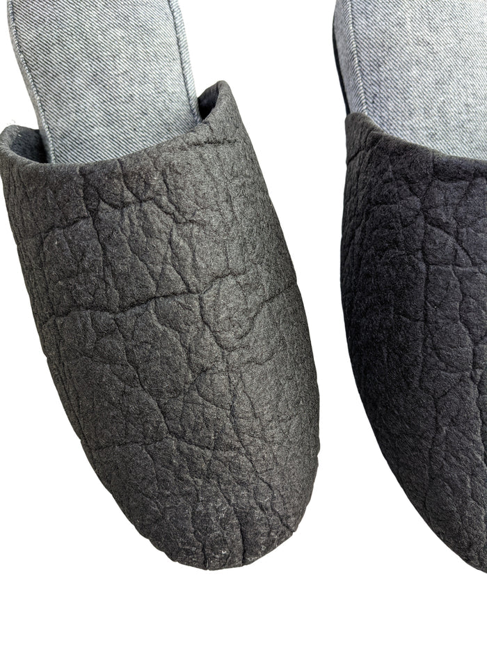 Piñatex®  Heiwa Slipper  Pineapple leaf fibres Denim Hiroshima Slippers Simple sizes [Medium / Large / XL] Charcoal - Heiwa Slipper