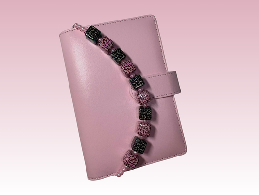 Pink & Brown Leopard Print | Binder Chain Charm | Fits A6 Binders