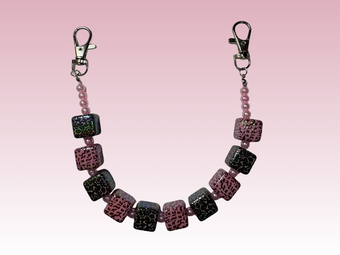 Pink & Brown Leopard Print | Binder Chain Charm | Fits A6 Binders