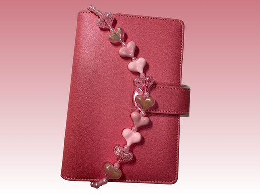 Pink Hearts | Binder Chain Charm | Fits A6 Binders