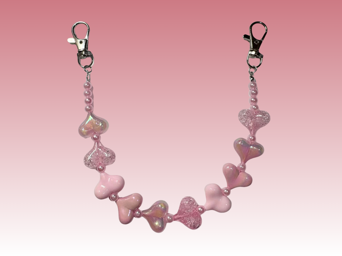 Pink Hearts | Binder Chain Charm | Fits A6 Binders