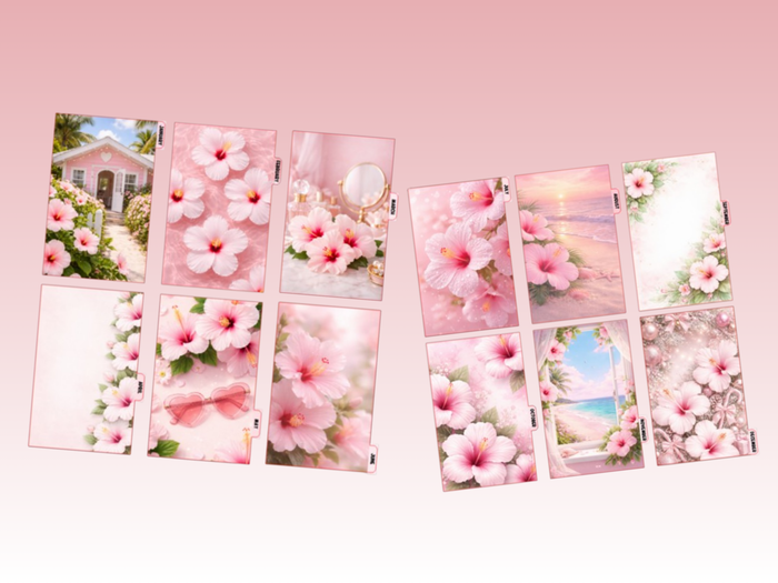 Pink Hibiscus | Monthly Dividers | A5 Rings | Set of 12 | PRE-ORDER