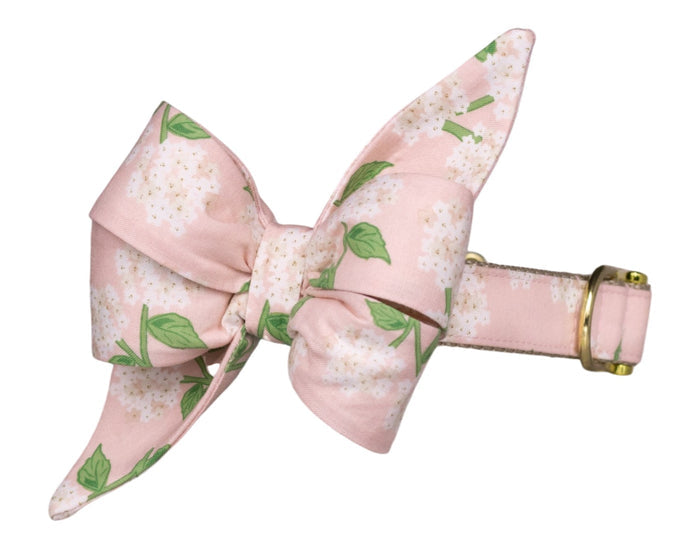 Pink Hydrangeas Belle Bow Collar - Crew LaLa