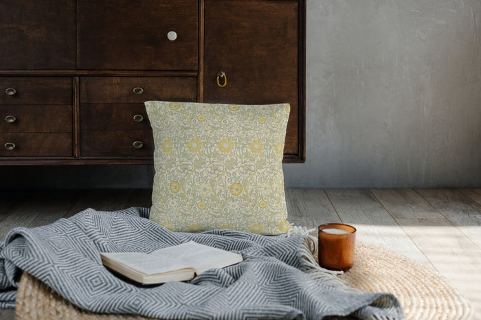 Pink & Rose Outdoor Pillows William Morris Cowslip Fennel Yellow