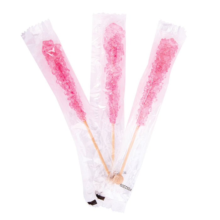 Pink Strawberry Rock Candy Sticks - 100 Count