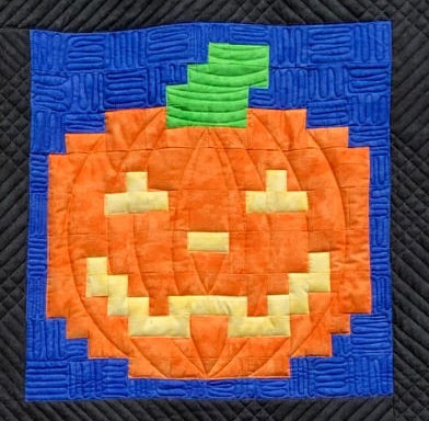 Pixelated Halloween Quilt a Long Block 3 - Pumpkin