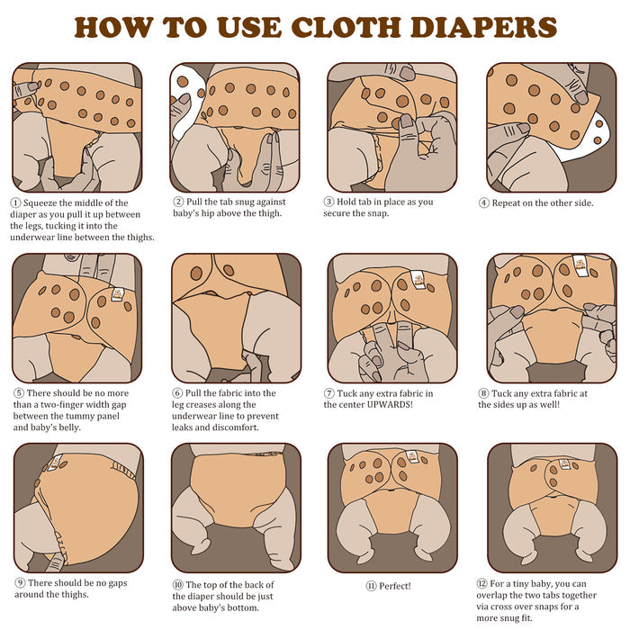 POCKET DIAPER 3.0 WITH INSERTS - 6 PACK(B&W)