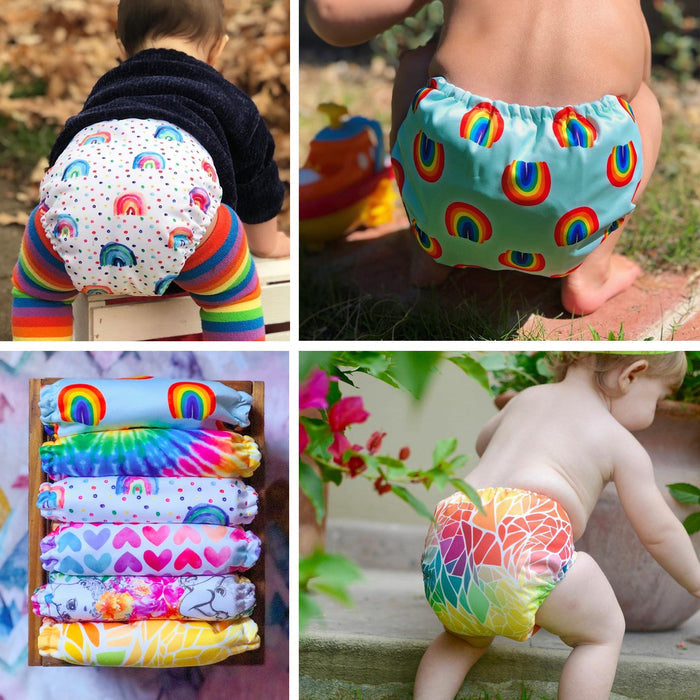 POCKET DIAPER 3.0 WITH INSERTS - 6 PACK(Rainbow and Love)
