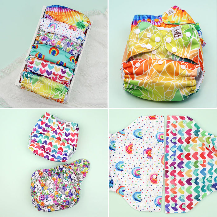 POCKET DIAPER 3.0 WITH INSERTS - 6 PACK(Rainbow and Love)