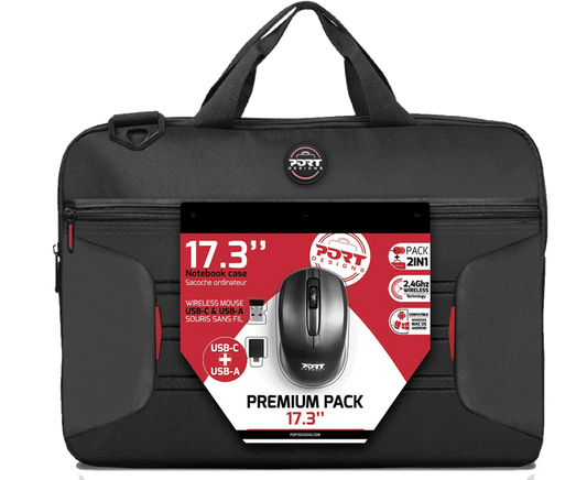 Port Designs Premium Bundle | 15.6" Laptop Carry Case & Wireless Mouse