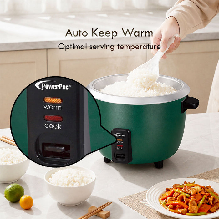 PowerPac 0.6L Rice Cooker with Aluminium inner pot  (PPRC2) Green