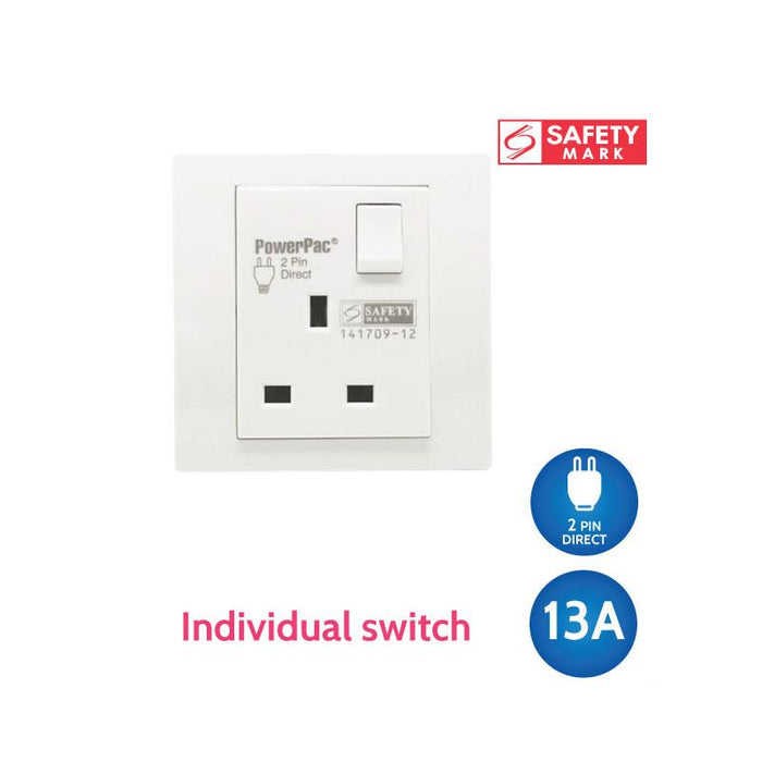 13A 1Gang Switched Socket / Wall Socket with 2 Year Local Warranty (PP1011) - PowerPacSG