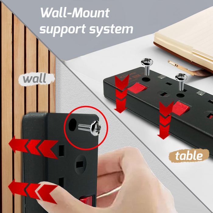 PowerPac Extension Cord, Extension Socket, Power Cord, Power Extension 3 Metre 4 way (PP3884BK)