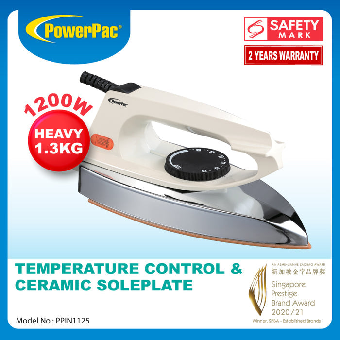PowerPac Heavy Dry Iron with Temperature control 1.3KG (PPIN1125)