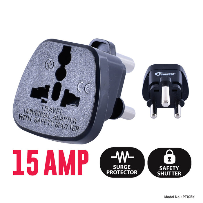 PowerPac Multi Adapter with 15A Plug – Multi Sockets, Travel Adapter, PT10BK