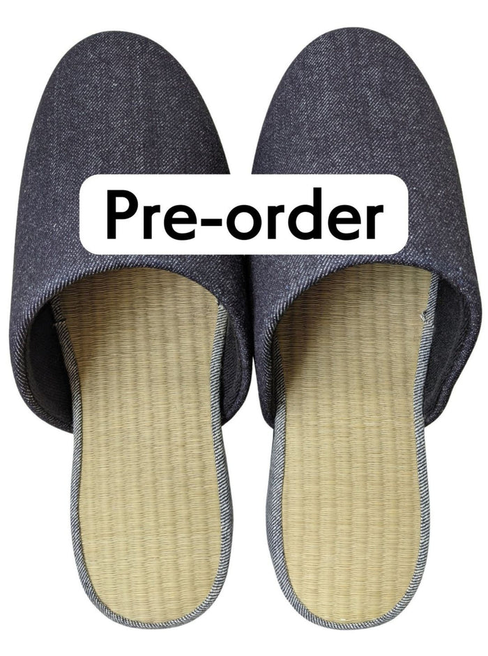 ＊ Pre-order ＊TATAMI Denim Slippers A-Type   [Black Wool Felt Sole] / Simple [Denim Hiroshima] - Heiwa Slipper