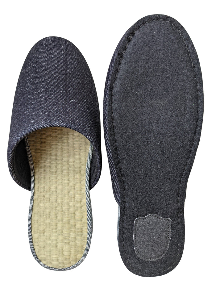 ＊ Pre-order ＊TATAMI Denim Slippers A-Type   [Black Wool Felt Sole] / Simple [Denim Hiroshima] - Heiwa Slipper