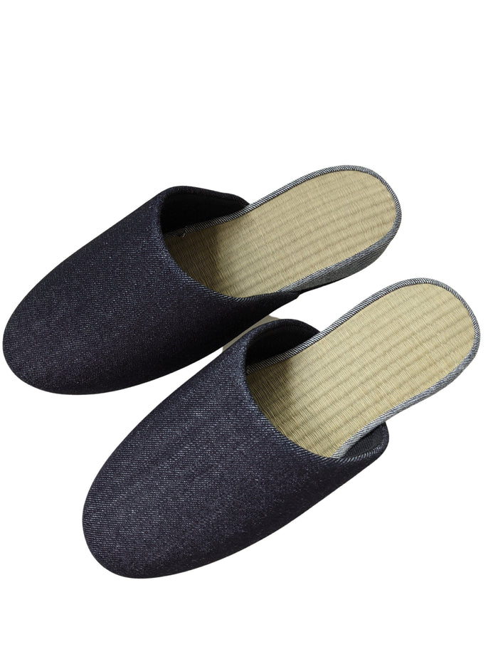 ＊ Pre-order ＊TATAMI Denim Slippers A-Type   [Black Wool Felt Sole] / Simple [Denim Hiroshima] - Heiwa Slipper