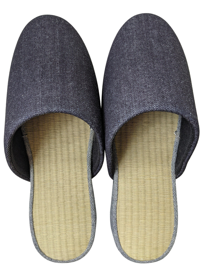 ＊ Pre-order ＊TATAMI Denim Slippers A-Type   [Black Wool Felt Sole] / Simple [Denim Hiroshima] - Heiwa Slipper