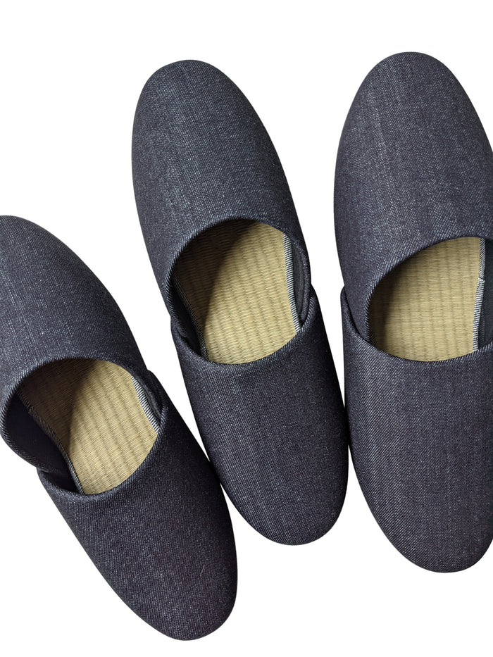 ＊ Pre-order ＊TATAMI Denim Slippers A-Type   [Black Wool Felt Sole] / Simple [Denim Hiroshima] - Heiwa Slipper