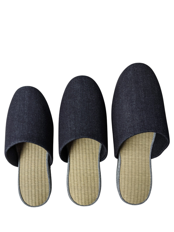 ＊ Pre-order ＊TATAMI Denim Slippers A-Type   [Black Wool Felt Sole] / Simple [Denim Hiroshima] - Heiwa Slipper
