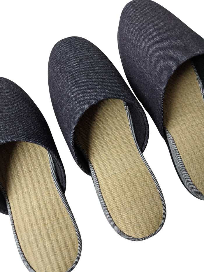 ＊ Pre-order ＊TATAMI Denim Slippers A-Type   [Black Wool Felt Sole] / Simple [Denim Hiroshima] - Heiwa Slipper