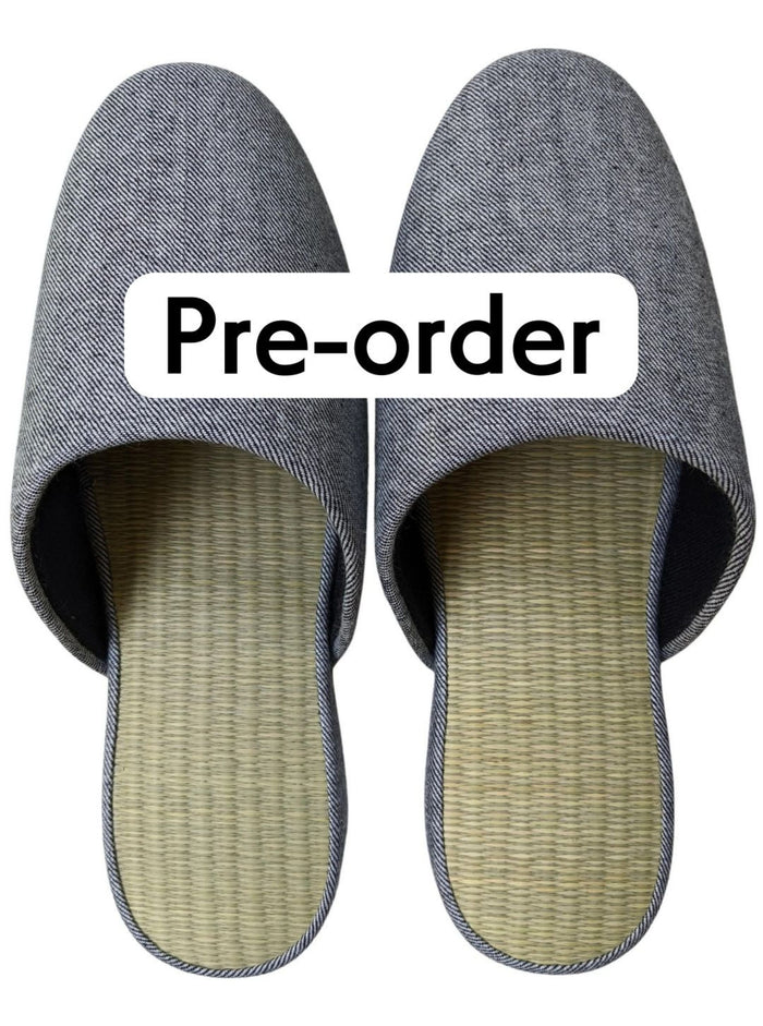 ＊ Pre-order ＊TATAMI Denim Slippers B-Type  [Black Wool Felt Sole] / Simple [Denim Hiroshima] - Heiwa Slipper