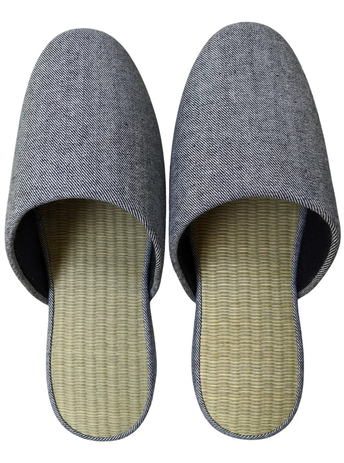 ＊ Pre-order ＊TATAMI Denim Slippers B-Type  [Black Wool Felt Sole] / Simple [Denim Hiroshima] - Heiwa Slipper